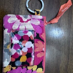 Vera Bradley Floral ID Case with Key Ring - Pink, Black, and Orange